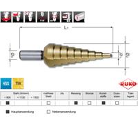 Ruko Jeux de forets étagés HSS en cassette ABS Quantité:1