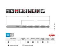 RUKO Foret hélicoïdal DIN 340 Type N d. nominal 8 mm ( 4000600989 )