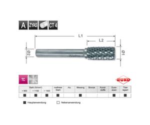 Ruko Fraise sur tige en carbure Ruko forme A cylindrique (ZYA) avec denture frontale diamètre 16 mm Quantité:1