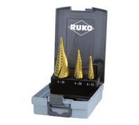 RUKO R101026TRO Lot de 3 forets hélicoïdaux en acier rapide avec cannelure en plastique Finition étain