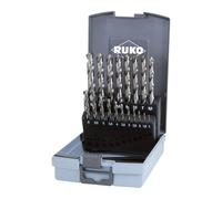 RUKO R281214ERO Lot de 8 forets hélicoïdaux en plastique DIN 338 Type VA, finition TiAlN, 19 pièces