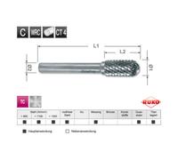Ruko Ruko Fraises limes carbure, denture croisée Forme C cylindrique, bout rond Ø 12,0 mm Quantité:1