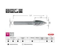 Ruko Ruko Fraises limes carbure, denture croisée Forme G ogive bout pointu Ø 16,0 mm Quantité:1