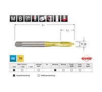 Ruko Taraud machine droit entrée GUN DIN 376 HSS-TiN, M 12 Quantité:1
