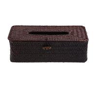 Rulbelok Boîte à mouchoirs rectangulaire en rotin tissé vintage pour distributeur de serviettes de visage, décoration de bureau ou de maison, grande taille