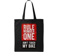 Rule Number One Do Not Touch My Bike Sac fourre-tout en coton écologique naturel Noir, Noir , Taille unique