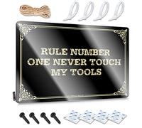 Rule Number One Never Touch My Tools Décoration murale unique et amusante | Décoration de piscine extérieure de style vintage jolie décoration de porche facile à accrocher (30 x 40 cm)