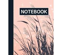 Ruled dotted line inlay Notebook for writing, for work, 7x9, notes in school, university, college, office, home. For student.: Reeds and stary in the night sky