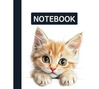 Ruled dotted line inlay Notebook for writing, for work, 7x9, notes in school, university, college, office, home. For student.: cute cat