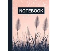 Ruled line inlay Notebook for writing, for work, 7x9, notes in school, university, college, office, home. For student.: Reeds and stary in the night sky