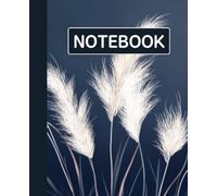 Ruled line inlay Notebook for writing, for work, 7x9, notes in school, university, college, office, home. For student.: Reeds and stary in the night sky