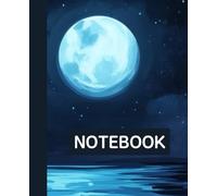 Ruled line inlay Notebook for writing, for work, 7x9, notes in school, university, college, office, home. For student.: moon in the night sky