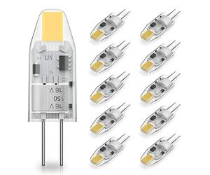 RuLEDne Ampoule LED G4, 2W Equivalent 20W Halogène Lampe, 4000 K Blanc Neutre 120LM Non Dimmable Sans Scintillement AC/DC 12V Parfait pour hotte de cuisine et lustre, Non dimmable, 10 Pièces