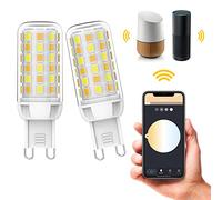 RuLEDne G9 Ampoule LED Dimmable Smart G9 Ampoules Compatible avec Alexa Echo Google Home SmartThings 4W 350LM LED Ampoule Remplacement 40W G9 Ampoule Halogène Commande Vocale WiFi Smart G9 2er Pack