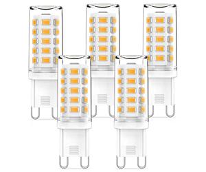 RuLEDne G9 LED lampe Dimmable 3W blanc chaud 2700K Bulbs remplacement pour 40W 50W lampe halogène, Angle de Beam 360°, No Flicker, CRI> 83, AC 220-240V, Standard G9 Socket LED Bulbs, 5pcs Pack
