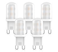 RuLEDne Lot de 5 ampoules LED G9 2 W de rechange pour ampoule halogène G9 28 W 25 W 20 W, blanc chaud 2700 K, AC 220 V-240 V, ampoule LED G9, IRC 85+, pas de scintillement, angle de 360 degrés, non