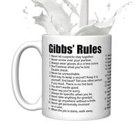 Rules Cup-350 ml Règles de Coffee / Tea Mug-Tasse pour le 69 Règles Coffee Cafe Cup, Souvenir Funny, Cadeau pour les amateurs de télévision, les fans, les cadeaux