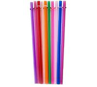 Ruluti 10 pièces en Plastique Dur Potable réutilisable Straws en Arc-en-Couleurs de Paille avec Brosse de Nettoyage Couleur aléatoire pour Les Parties