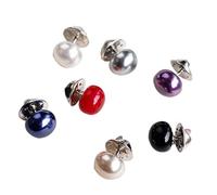 Ruluti 10pcs Perle Cercle Broche Pins Bouton PU Femmes Zircon De Mode pour Femmes Brooches All- Accessoires Bijoux