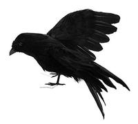 Ruluti 1pc Corbeaux Noirs Halloween Faux Corbeau avec Un nid d'oiseau à la Main Artificielle Corbeau de Corbeau Artificielle Faux Corbeau rivages réalistes