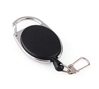 Ruluti 1pc Noir rétractable Pull Badge Bobine d'alliage de Zinc d'alliage d'abs Nappe de lanière Name Badge Badge Porte-clé Porte-clés Clef Clips