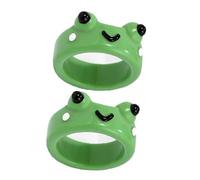 Ruluti 2 Pcs Cute Frog Resin Rings 3D Animal Ring Funny Personalized Jewelry Gift for Birthday Christmas Valentines Day Gift for Women Girls