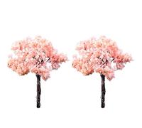 Ruluti 2pcs Mini Simulation Sakura Arbres Miniature Garden Arbre Plant Ornement Micro Paysage DIY Craft Fairy Jardin Ornement