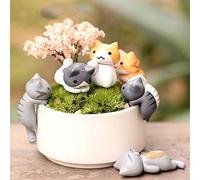 Ruluti 6 PCS Miniature Chats Dessin animé Micro Kitty Paysage Ornement Décorations DIY Figurines pour Fairy Jardin Dollhouse Plante Pot Pot Accueil Artisanat Décor