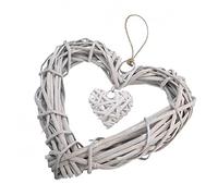 Ruluti Couronne de Coeur en Osier Chic Suspendue Couronne Artificielle pour la Porte de la Porte de la Maison Décoration de fête de Mariage