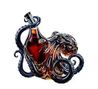 Rum Edition Bouteille 3D pieuvre décorative en mer profonde, objet de collection d'art nautique pour vin, whisky, liqueur, soda ou tasse (noir, 350 ml)