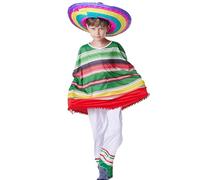 RUMAOZIA 2026 Costume de carnaval pour enfant garçon comprenant poncho, sombrero, gilet, pantalon Smiffys, poncho, multicolore Halloween pour fêtes de carnaval