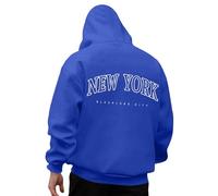 RUMAOZIA Backprint Sweat-shirt pour homme Motif de mode Sweat à capuche Vêtements chauds avec capuche Adolescent Streetwear Haut Hiver Garçon 2025 Sweat à capuche Graphique Regular Coton Pull, bleu, S