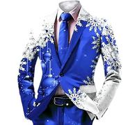RUMAOZIA Blazer pour Hommes, Noël, Mariage, Affaires, Décontracté, Veste, Costume, Hommes, Imprimée, Flocons de Neige, Blazer, avec Un Bouton, Chic et Élégant Costume de Noël, Grande Taille, Costumes