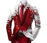 RUMAOZIA Blazer pour Hommes, Noël, Mariage, Affaires, Décontracté, Veste, Costume, Hommes, Imprimée, Flocons de Neige, Blazer, avec Un Bouton, Chic et Élégant Costume de Noël, Grande Taille, Costumes