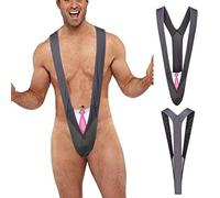 RUMAOZIA Borat Mankini pour homme - Slip taille haute - String en V - Costume de fête - Bikini pour homme - Taille unique - Borat Tanga - Sous-vêtements de Noël en forme de V, Noir , L