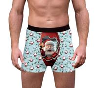 RUMAOZIA Boxer de Noël pour homme - Boxer de Noël amusant - Imprimé de Noël - Amusant - Motif de Noël - Confortable à porter - Performance, P bleu ciel, L