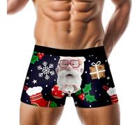 RUMAOZIA Boxer de Noël pour homme - Impression amusante - Motif de Noël - Sous-vêtements pour homme - Mode tendance - Sous-vêtements d'hiver rétro - Costume de Père Noël, O bleu., XL