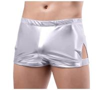 RUMAOZIA Boxer pour homme - Aspect métallique - Sexy - Effet mouillé - Brillant - Style rétro - Sous-vêtements de nuit, Blanc., S