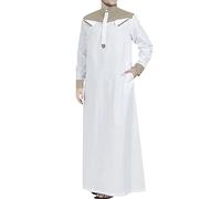 RUMAOZIA Caftan musulman pour homme, Abaya - Robe caftan musulmane - Col montant - Thobe - Prière arabe - Vêtement islamique du Moyen-Orient - Vêtements de prière pour homme, N Kaki., M