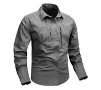 RUMAOZIA Chemise tactique pour homme - Séchage rapide - Respirant - Manches longues - Séchage rapide - Pour la randonnée, la pêche, le combat, l'extérieur, le safari, Z01 gris., L