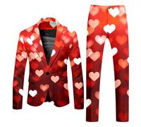 RUMAOZIA Costume de Saint-Valentin pour homme, imprimé cœur, pantalon, costume, 2 pièces, blazer pour homme, imprimé cœur/amour, blazer élégant et slim fit pour la Saint-Valentin