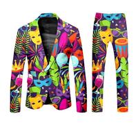 RUMAOZIA Costume pour homme, 2 pièces, masques amusants, costume pour boule disco, fête, carnaval, bal disco, mariage, fête à thème, tenue des années 80, Mardi Gras, carnaval, costume pour homme