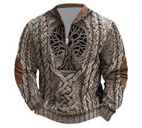RUMAOZIA Costume viking pour homme - Pull loup vintage sans capuche - Sweatshirt avec pull celtique en tricot 3D - Motif nœud - T-shirt biker à manches longues - Style gothique médiéval - Grande