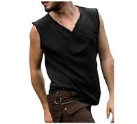 RUMAOZIA Débardeur vintage médiéval Steampunk pour homme - Débardeur sans manches avec col en V - T-shirt Cosplay Anime médiéval - Caractère médiéval - Haut en coton, Noir , M