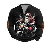RUMAOZIA Demi-fermeture éclair Pull de Noël pour homme drôle de Noël Demi-fermeture éclair Pull de Noël Pull de Noël Pull de Père Noël Imprimé Patrie Costumes de Noël, Noir1, XL