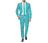 RUMAOZIA Ensemble 2 pièces pour homme - Veste à paillettes et pantalon de costume - Impression à paillettes - Costume 2 pièces - Pour fête, carnaval, fête à thème - Boule disco - Costume des années 80