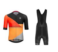 RUMAOZIA Ensemble maillot de cyclisme à manches courtes pour homme + pantalon à bretelles / cuissard de cyclisme pour cyclisme, VTT, vélo de route, séchage rapide, respirant, jaune, L