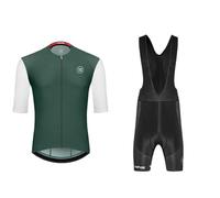 RUMAOZIA Ensemble maillot de cyclisme à manches courtes pour homme - Séchage rapide - Respirant - Short à bretelles - Pour le cyclisme et le VTT, X vert., M