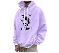 RUMAOZIA F-CAW-F Sweat à capuche pour homme avec motif de poulet amusant F-CAW-F cri coq drôle humour Meme Gockel Cartoon Sweat à capuche avec design corbeau Tissu doux et confortable pour le