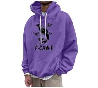 RUMAOZIA F-CAW-F Sweat à capuche pour homme avec motif de poulet amusant F-CAW-F cri coq drôle humour Meme Gockel Cartoon Sweat à capuche avec design corbeau Tissu doux et confortable pour le